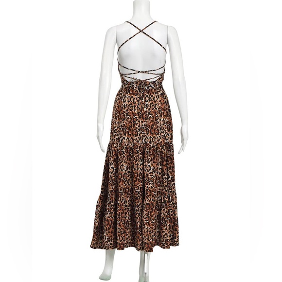 TIGERLILY Divya Leopard Print Crossover Back Tiered Midi Maxi Dress NWOT RRP$269 - Picture 8 of 16